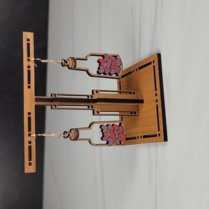 Hearts in a bottle cherry wood earrings